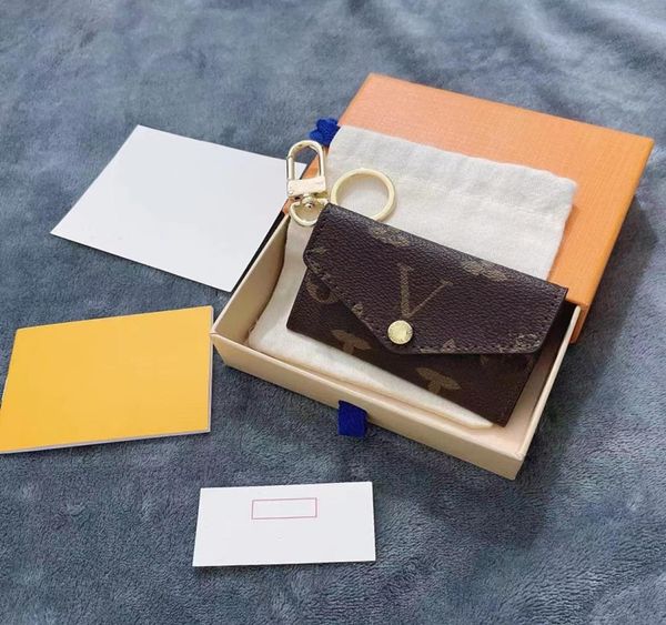 

designer letter wallet keychain keyring fashion purse pendant car chain charm brown flower mini bag trinket gifts accessories with8757514, Silver
