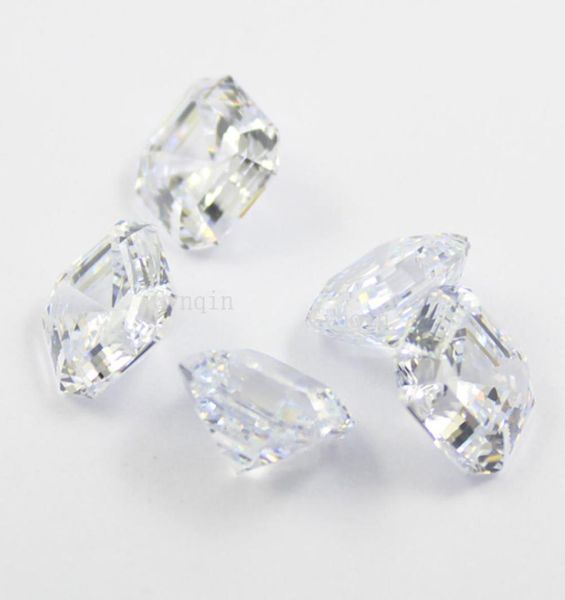 

10pcslot 85mmx85mm cubic zirconia simulated diamond asscher cut loose gem stones6438187, Black