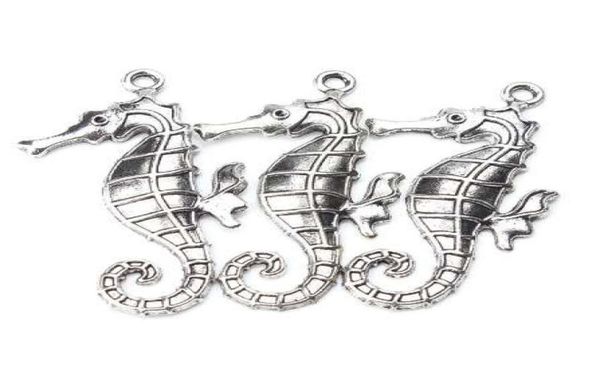 

5pcslot 59mm x 30mm large seahorse charms antique silver tone horse for women men handmade craft necklace pendant jewelry2925198, Bronze;silver