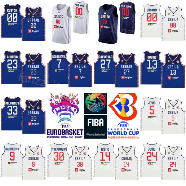 

print serbia 2023 world cup basketball srbija jerseys 7 bogdan bogdanovic 15 nikola 33 nikola milutinov 5 nikola 24 stefan jovic 9 vanja mar, Black;red