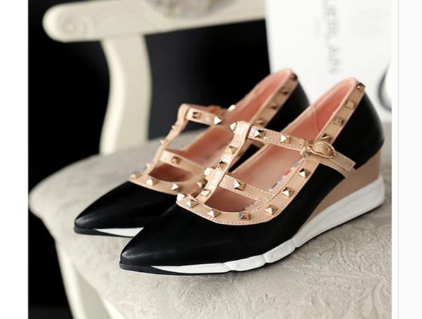 

2017 new spring shoes buckle rivet point po shoes documentary platform shoes4192928, Black