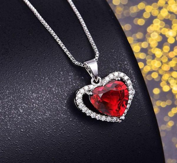 

hbp poem sweet heart multicolor seven color pendant hollow micro inlaid diamond necklace temperament simple fashion27097818730, Silver