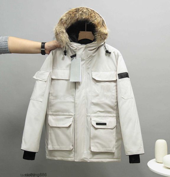 

men women down jacket winter outdoor leisure sports white duck windproof parker long leather collar cap warm real wolf fur stylish bomber ja, Black