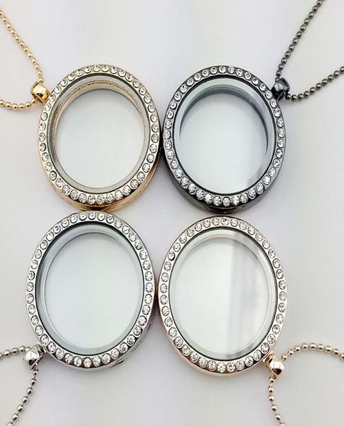 

charmful 4 colors floating locket pendant necklace women magnetic living memory glass floating charm locket with bead chains diy n3017622, Silver