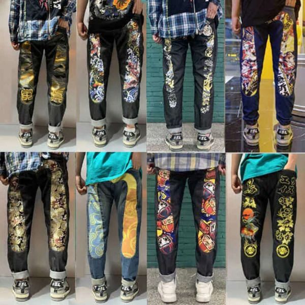 

men's jeans wide leg cargo pants 222 streetwear baggy men spring autumn korean fashion loose straight male brand clothing black842, Blue