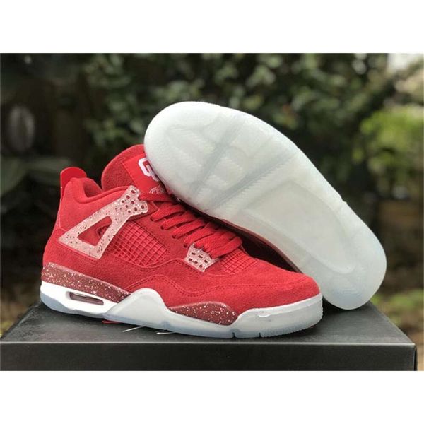 

authentic 4 oklahoma sooners pe shoes 4s red crush white men sports outdoor sneakers original with box