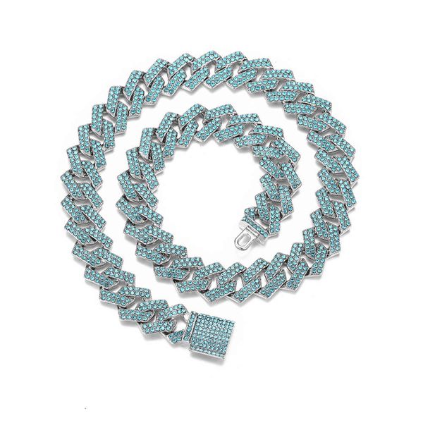 

selling men's necklac in europe and america exaggerated diamond inlaid geometric trendy hip-hop jewelry necklac, Silver