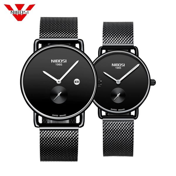 

nibosi brand luxury lover watch pair waterproof men women couple watch quartz wristwatch male female bracelet relogio masculino313u, Slivery;brown