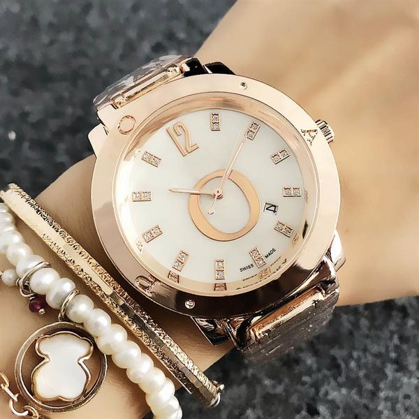 

brand watch women girl lady big letters crystal style metal steel band quartz wrist watches p572448, Slivery;brown