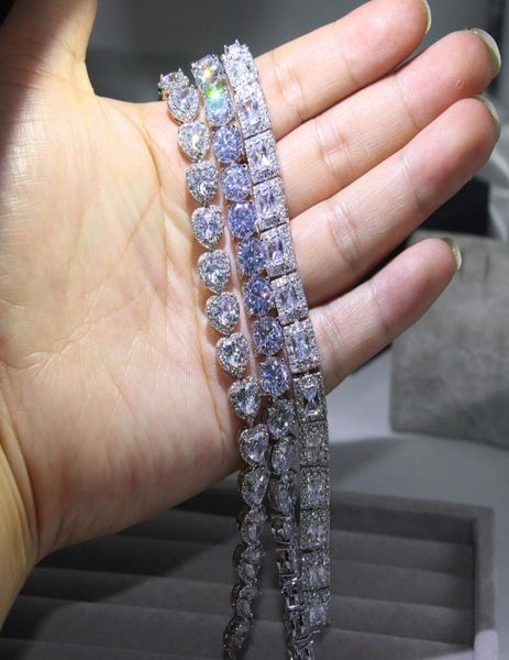 

3 style victoria luxury jewelry shinning 925 sterling silver full princess cut white z cz diamond romania wedding bracelet for4922930, Golden;silver
