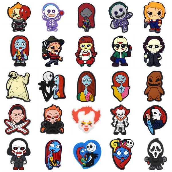

Horror Movie Halloween Shoe Charms Decoration Accessories Fit for Bracelet Wristband Kid Girls Boys Adults Party Favor Gifts