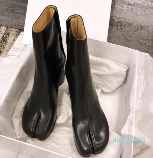 

designerdesign tabi boot split toe chunky high heel women boots leather zapatos mujer fashion autumn womens shoes botas mujer13812079, Black