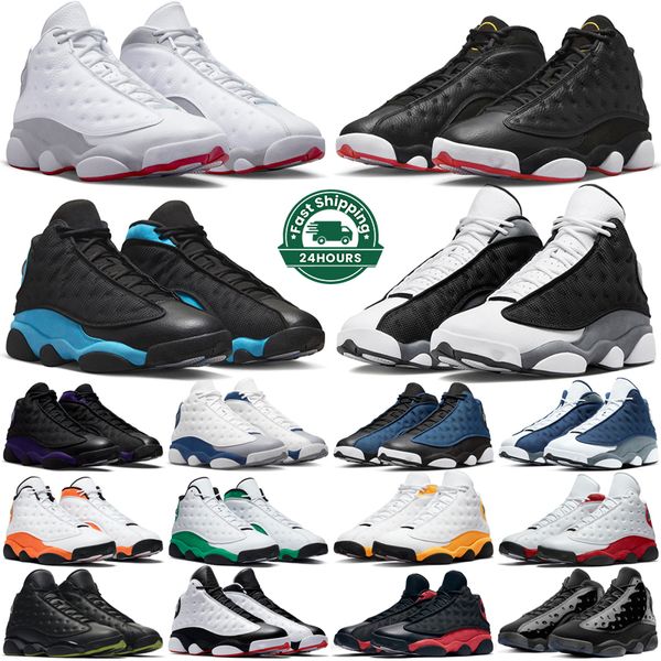 

jumpman 13 13s basketball shoes men women playoffs black flint wolf grey university blue court purple del sol lucky green bred mens trainers