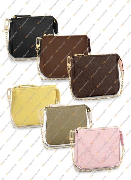 

ladies fashion designer luxury mini pochette accessoires coin purse wallet chain bag key pouch 5a m58009 n58009 m9233477, Red;black