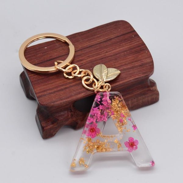 

dried flower petals english letters keychains for women cute floral design car key rings handbag pendant accessories gift2011305, Silver