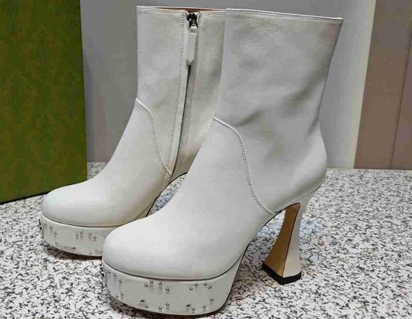 

5a boots g8126450 studs platform calfskin ankle boot discount desinger shoes for women size 35-40 fendave, Black