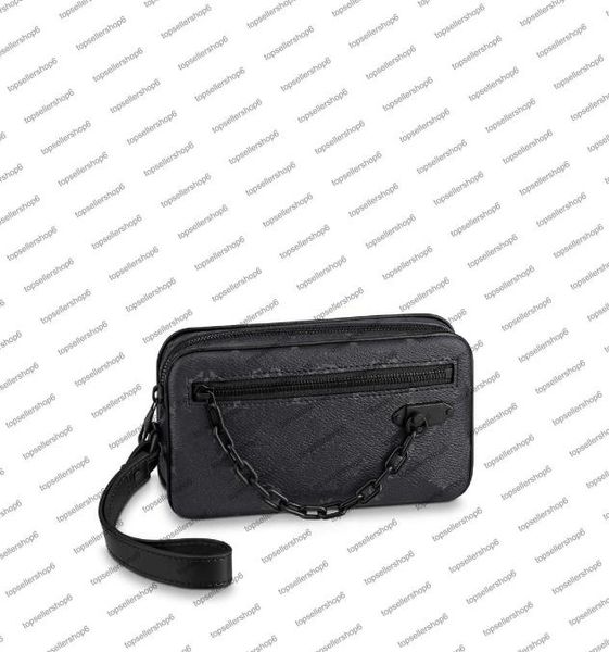 

m68321 m55703 pochette volga men clutch chain bag designer genuine cowhide leather canvas embossed check removable strap handbag p6816574, Red;black