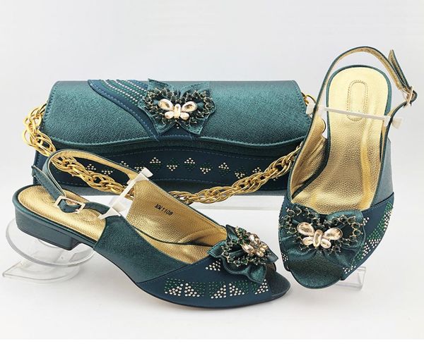 

nice looking dgreen women shoes with butterflyknot decoration african med heel shoes match handbag set mm1108heel 38cm8644671, Black