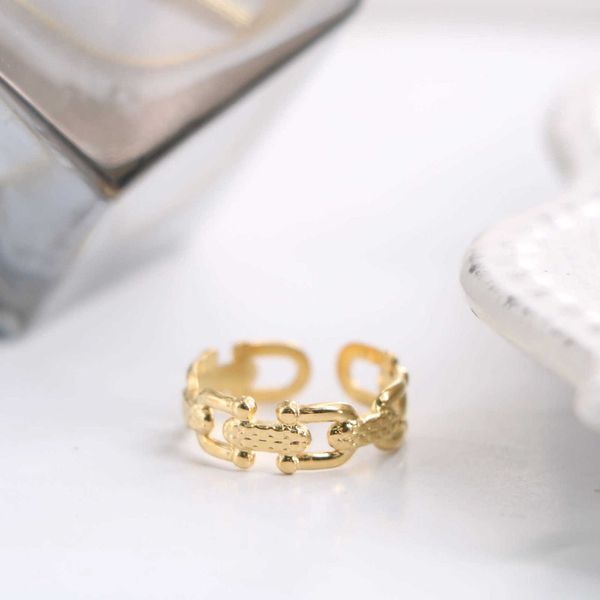 

fashion designer tiff necklace hongfang french elegant t family u-shaped horseshoe buckle splicing titanium steel open ring for men and wome, Silver
