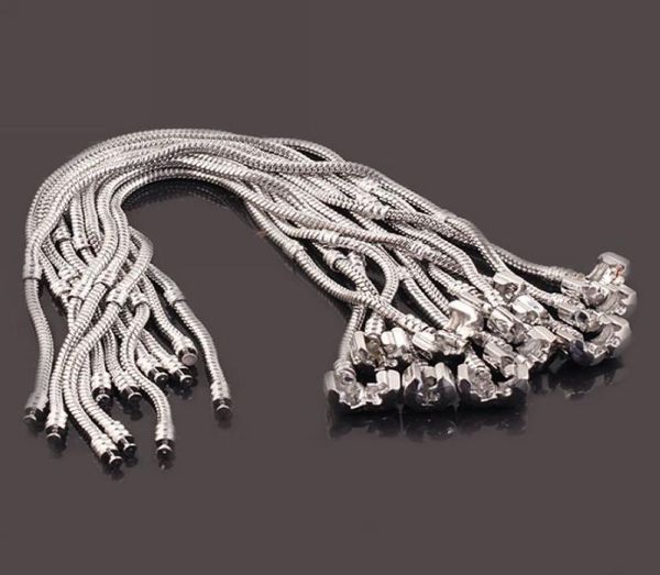 

925 silver 10pcslot snake chain safety clasp european fine bracelet fit diy charm bracelets bangles jewelry for womenmen gift6766295, Golden;silver