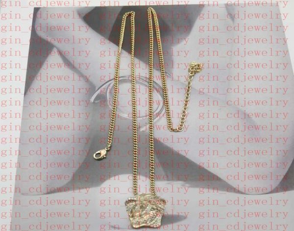 

fashion designer necklace v letter pendant banshee head 18k gold plated womens ve49625319, Golden;silver
