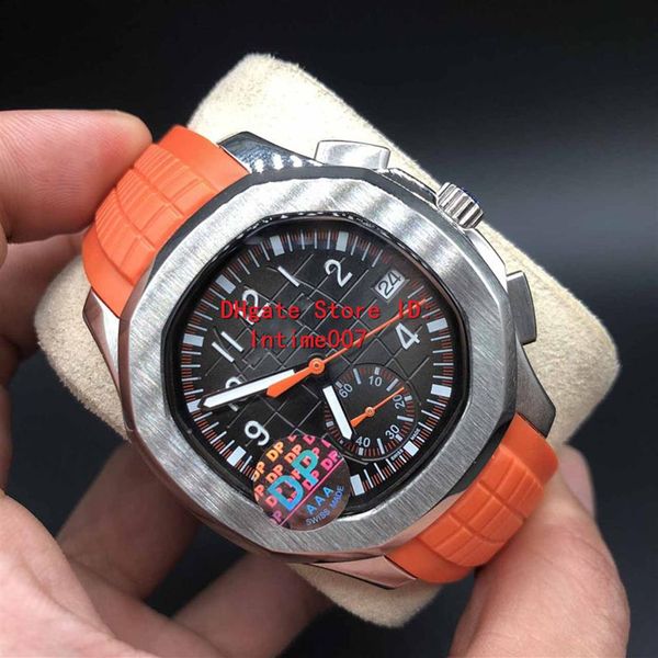 

dp factory luxury watch quality black dial vk quartz movement wristwatches 40mm nautilus 5968a-001 mens watch watches on rubb270g, Slivery;brown