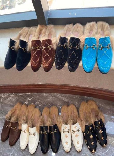 

luxurys designers women ladies warm slipper slides winter fur fluffy furry sandals slippers comfortable fuzzy girl flip flop with 2469609, Black