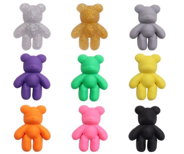 

whole 100pcs pvc cartoon character colorful bear shoe designer decorations buckle for kids charms jibbitz button 2414500, White;pink