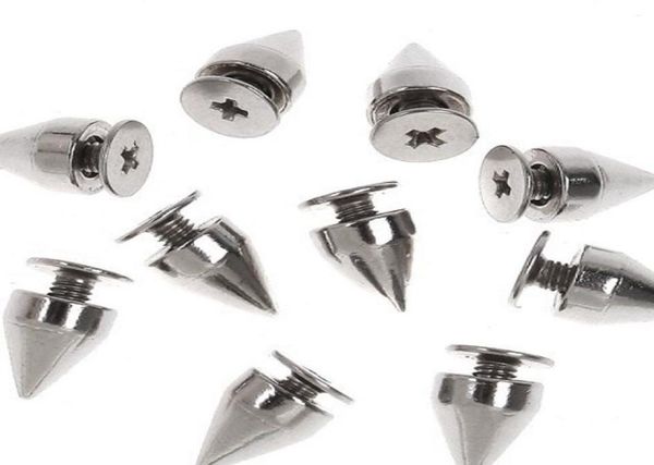 

tsunshine 9mm bullet cone spike and stud metal screw back components for diy leathercraft accessories 100sets silvergoldblack 1277700, Blue;slivery