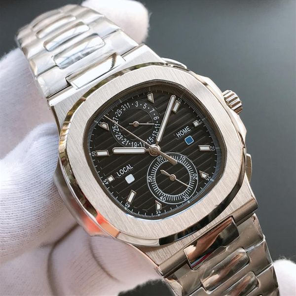 

men's watch automatic date display mechanical movement designer series 316 fine steel 40mm size multi-functional movement210y, Slivery;brown