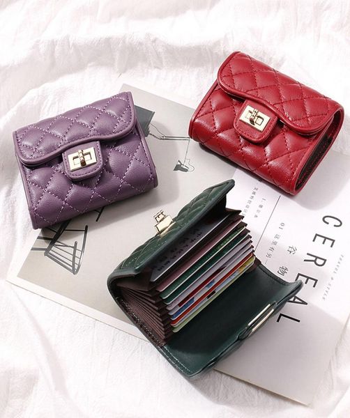 

new lambskin leather card holder women039s credit id passport business card handbags fashion designer purse short wallet9344604, Brown;gray
