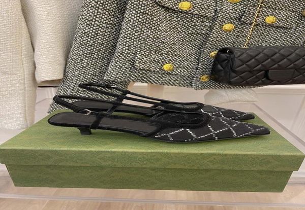 

women slingback odile print sandals pump with crystals designer luxury women shoe high heels lady slides outdoor shoes1374082, Black