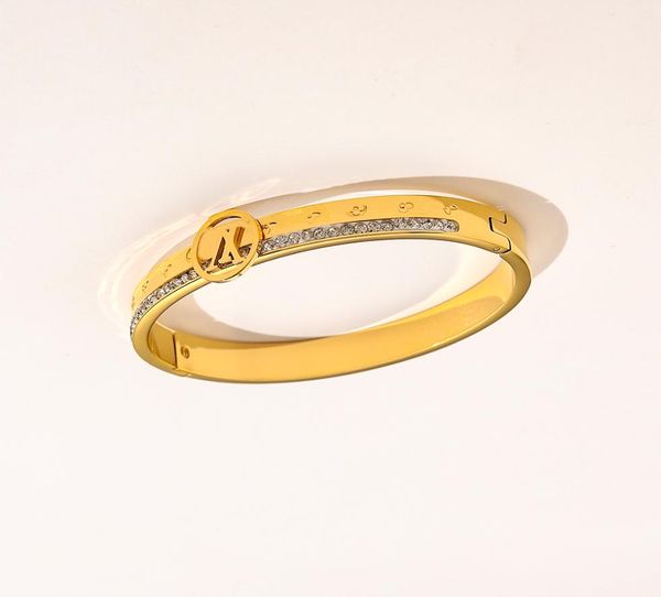 

designer branded bracelets women bangle luxury designer bracelet crystal 18k gold plated stainless steel wedding lovers gift jewel2697350, Black