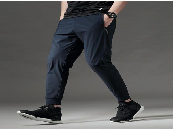 

thin workout sweatpants fit quick dry comfortable joggers men running long pants gym sports fitness trousers zip pocket3558802, Black;blue