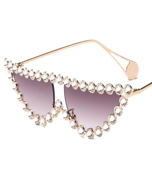 

2019 fashion diamond frame cat eye sunglasses women luxury vintage triangle shades rhinestone sunglasses for female metal uv4004236161, White;black