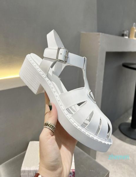 

designer woman sporty rubber sandals beach footwear womens platform heels sandal slippers black white notched7145266