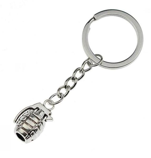 

new creative antique silver 3d military grenades model pendant keychain key chain ring for car key holder party unique jewelry 8512121622, Slivery;golden