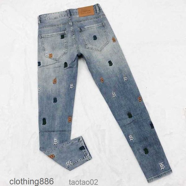 

2023oversized mens jeans designer pants tb embroidered trousers men women casual 11w5m5, Blue