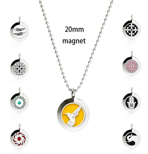 

1pc humming bird magnet 316l stainless steel 10pcs pads 20mm essential oil diffuser perfume locket pendant necklace7420015, Silver