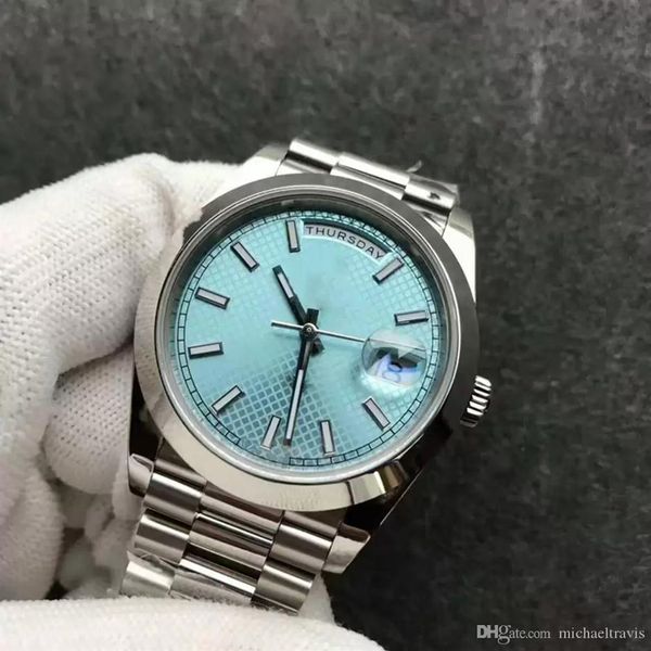 

watches date blue face men mechanical stainless steel strap automatic movement sports sapphire glass mens253s, Slivery;brown