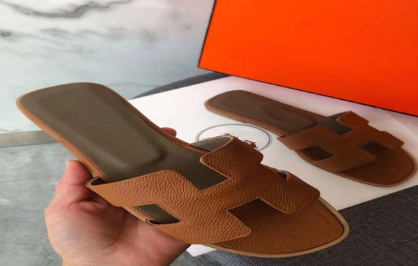 

2023 designers slides flip flops flat slippers fashion women summer leather beach shoes ladies open toe3099580, Black
