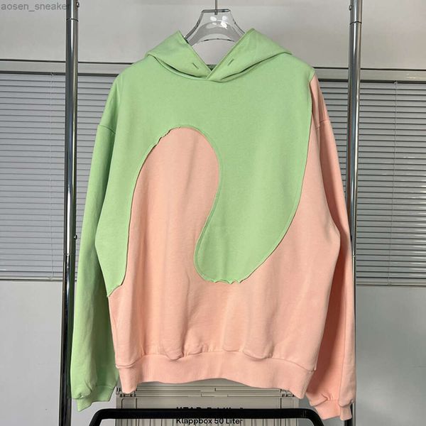 

the new erl vintage swirl hoodie women daily irregular patchwork pullover creative streetwear harajuku sweatshirts, Black