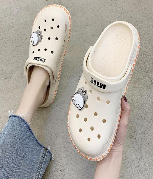

platform clogs for women summer garden shoes woman slippers wedges beach rubber sandals heel girls flip flops two wear 2022 02276993987, Black