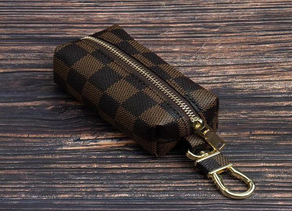 

women keychains rings holder car keys coin bag fashion design mens pu leather brown flower plaid pouches keyrings chains accessori2421620, Slivery;golden