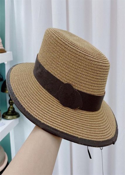 

designer straw hat luxury gentleman flat cap men and women sun hats fashion fisherman sunhat 432754, Blue;gray