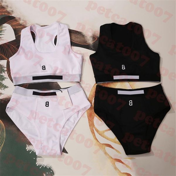 

letter embroidered swimsuit tracksuit bikini womens sports tank briefs fashion ladies swimwear two colors248m