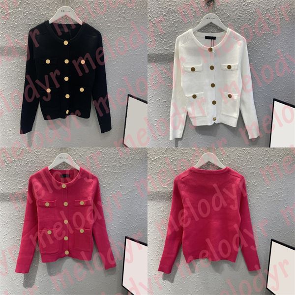 

luxury designer sweater coats womens round neck slim knitted cardigan fashion long sleeve knits t shirts, Black