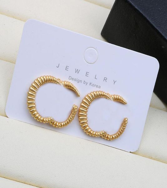 

fashion double letter earrings retro metal earrings studs european american women earrings jewelry s925 silver needle4626069, Golden