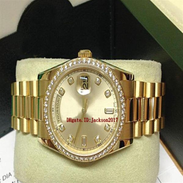 

original box certificate mens watches 118348 yellow gold diamond bezel 36mm asia 2813 movement automatic301u, Slivery;brown