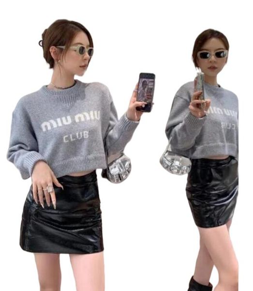 

women's sweaters autumn and winter diffuse round neck short casual knitting sweater 2023, White;black